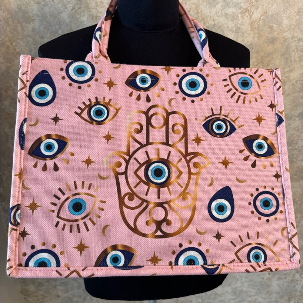 Source Unknown Pink and Blue Eye Pattern Tote - image 2